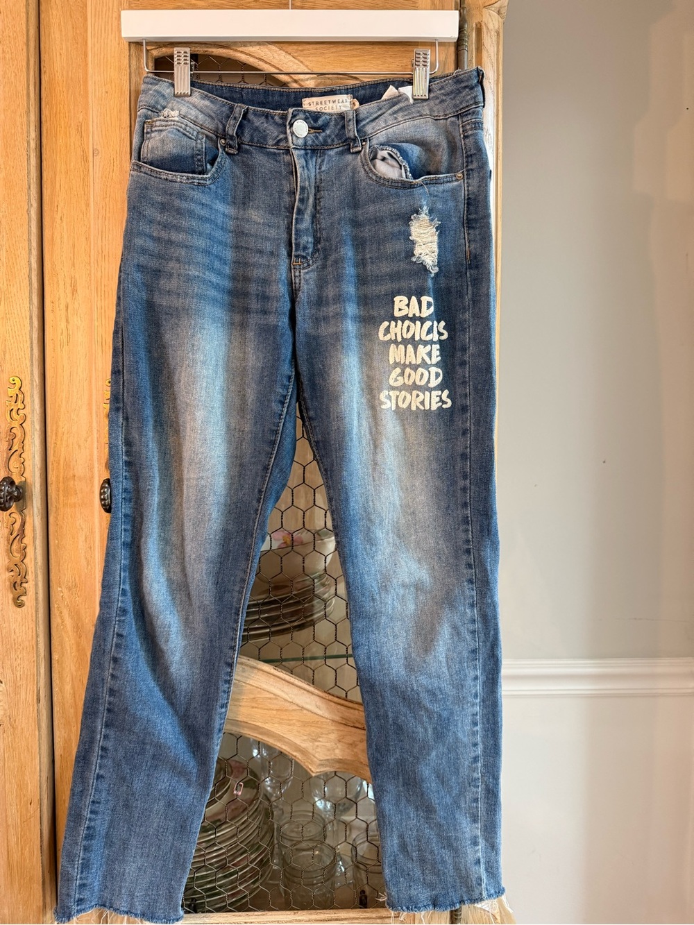 Blue Denim Jeans with Script Detail